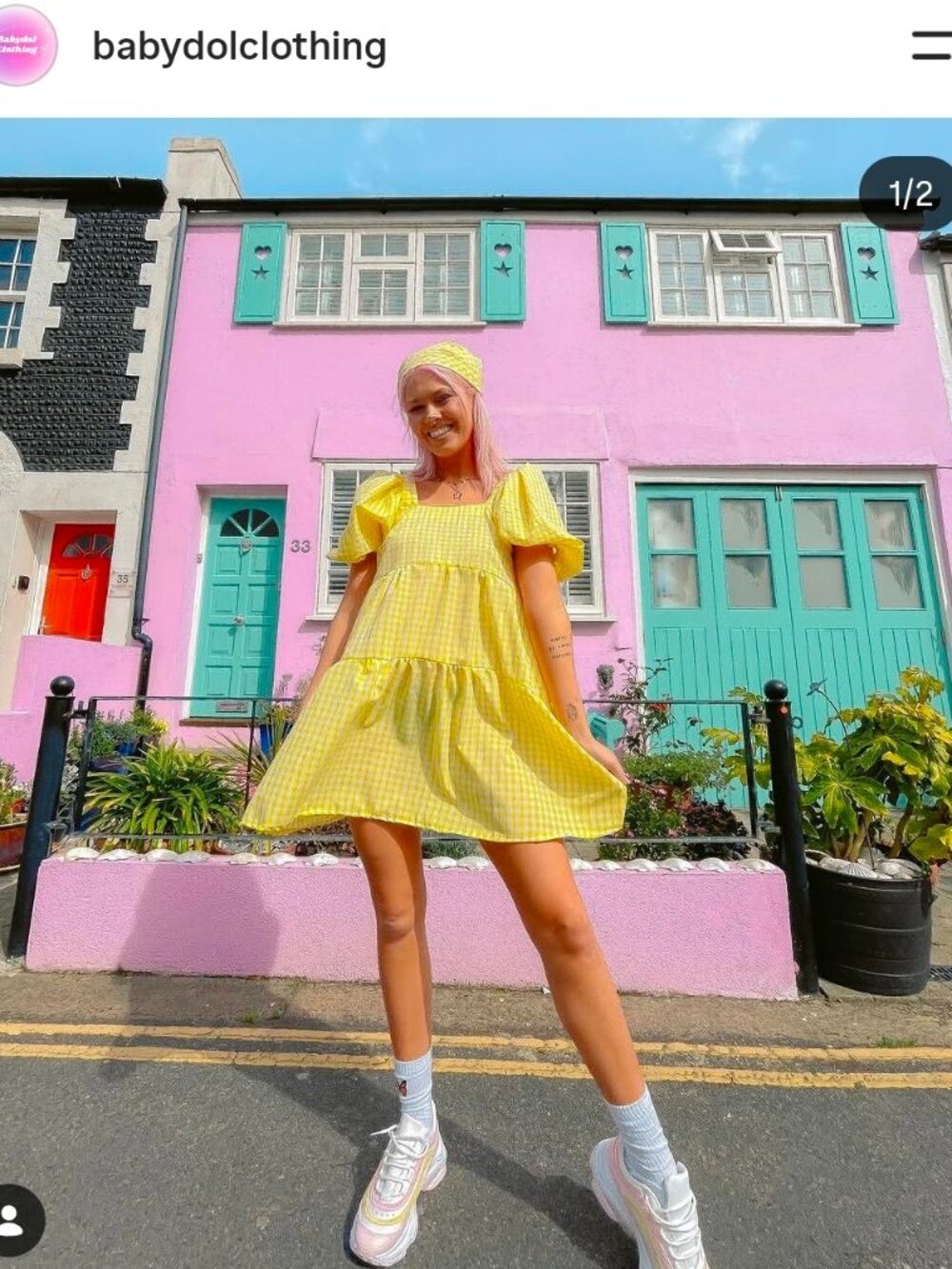 Yellow Gingham Babydoll Dress